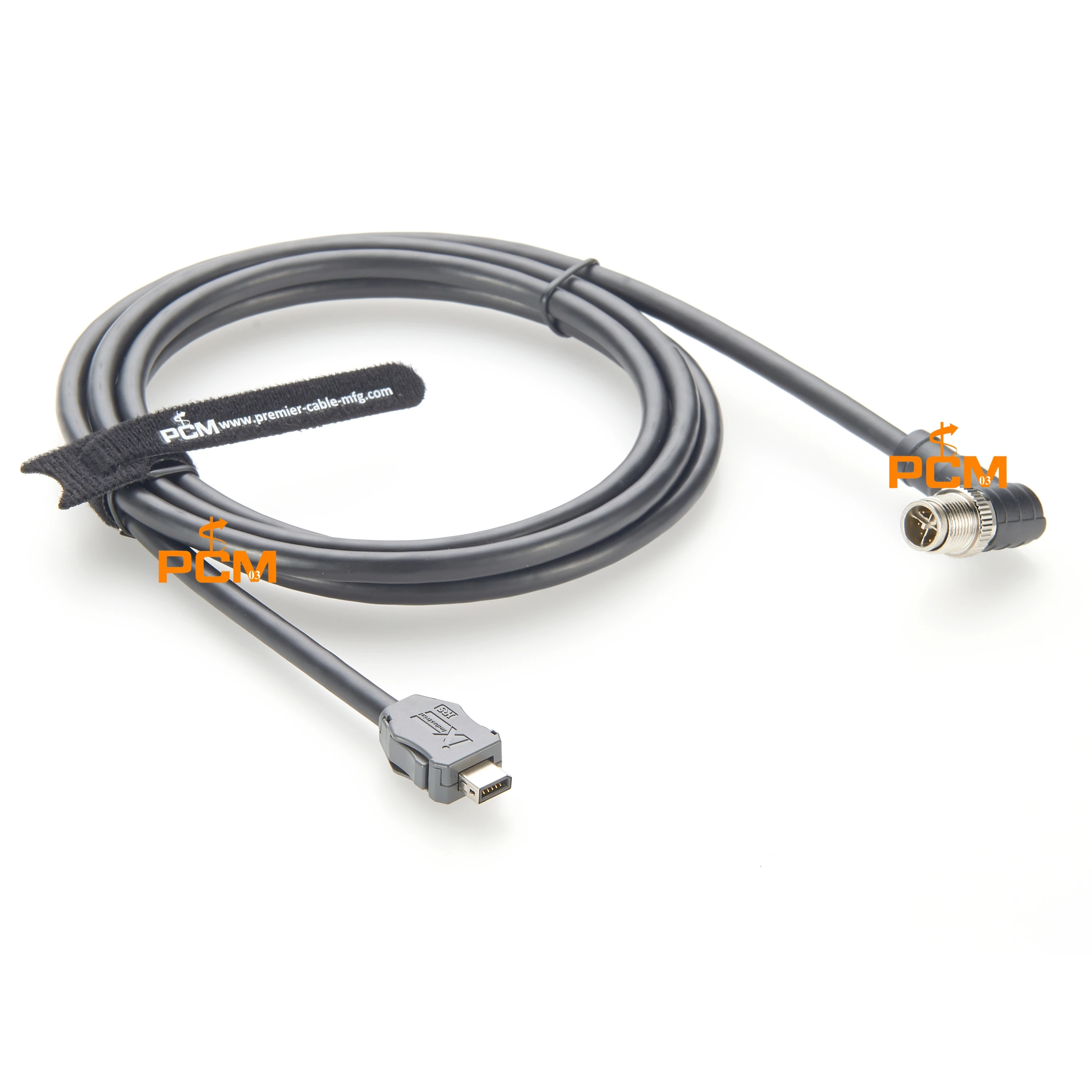 Cat6a 10 Gbps IX Industrial A-key to Right Angle M12 X-code Male Plug Cable for Machine Vision Camera Router Server PoE Switch