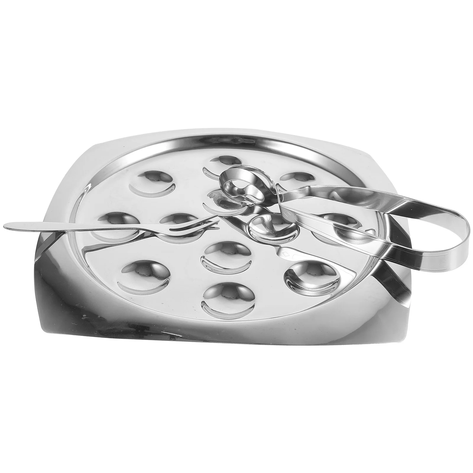 

1Set Stainless Steel Escargot Plate Professional Snail Baking Dish Thick Tray for Family Gatherings Snail Baking Pan