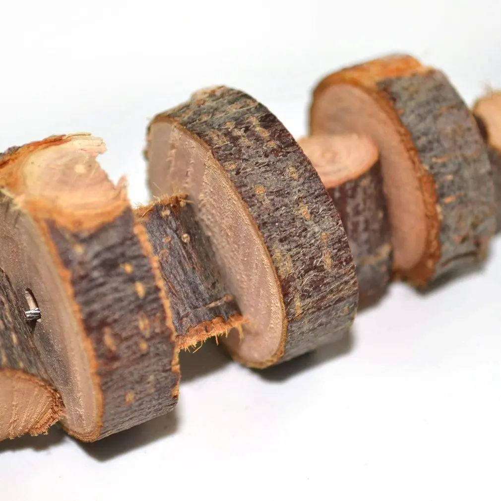 Cuerda de madera de manzana orgánica Natural, juguete masticable de madera de manzana, juguetes de aperitivos de animales pequeños, cuerda para morder, adecuado para hámsteres de conejillos de indias