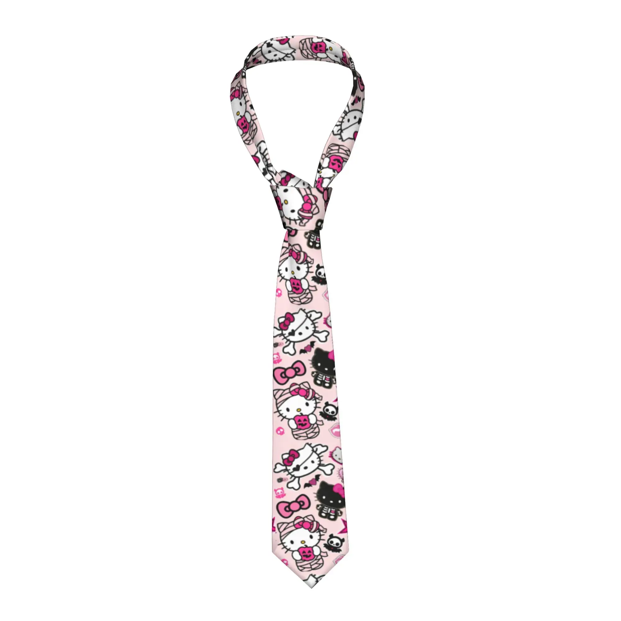 

Hello Kitty Halloween Men Women Necktie Silk 8 cm Classic Bats Ghost Skull Neck Tie for Mens Daily Wear Cravat Wedding Business