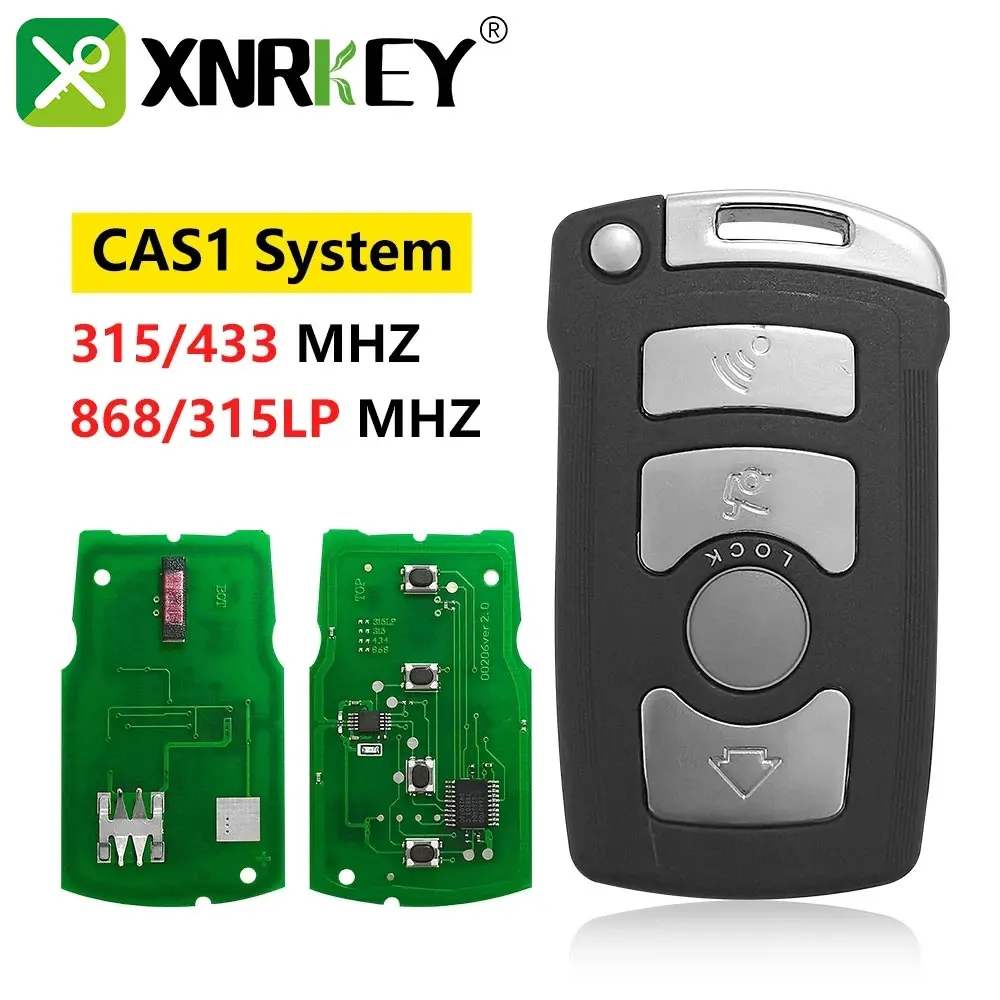 

XNRKEY For BMW 4 Button Remote Car Key ID46/PCF7945 Chip 315/433/868/315LP Mhz 7 Series E65 E66 CAS1 System Half Smart Card Key