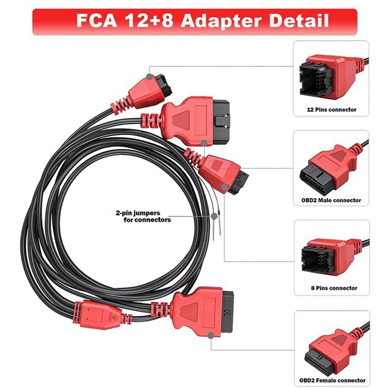 FCA 12 Add 8 Adapter For Chrysler OBD2 Connector 12 Pin Adapter To 8 Pin Diagnostic Cable FCA 12+8 Connector Cable