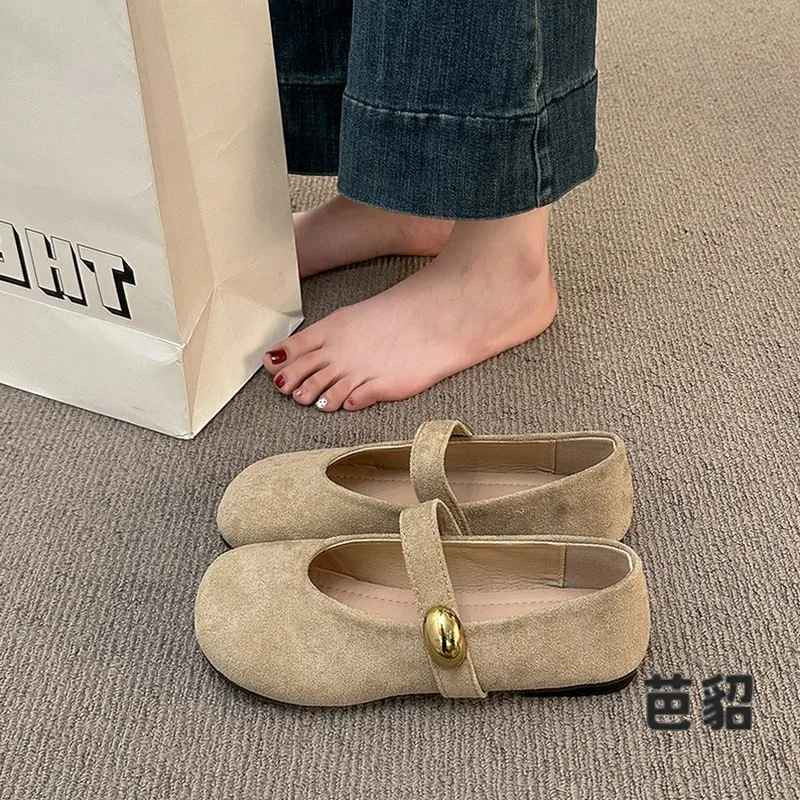 Flat Mary Jane Shoes Women's Summer New Style Knee High Buckle Casual Flats Breathable Leather Interior Rubber Outsole
