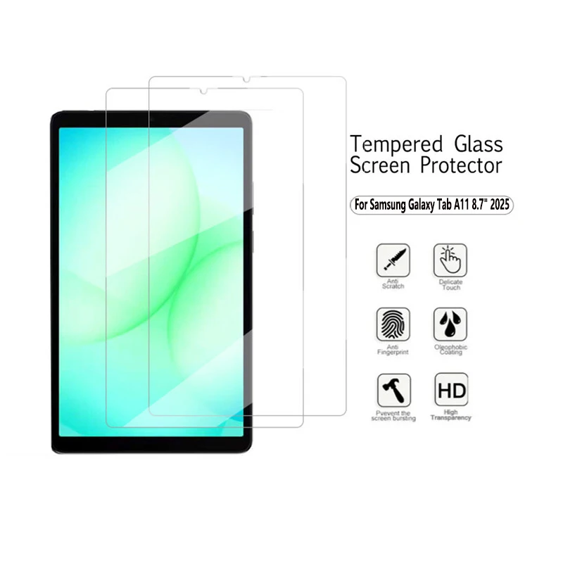 2Pcs Tempered Glass Film For Samsung Galaxy Tab A11 8.7 inch 2025 HD Scratch Screen Protector SM-X130 X133 X135 8.7