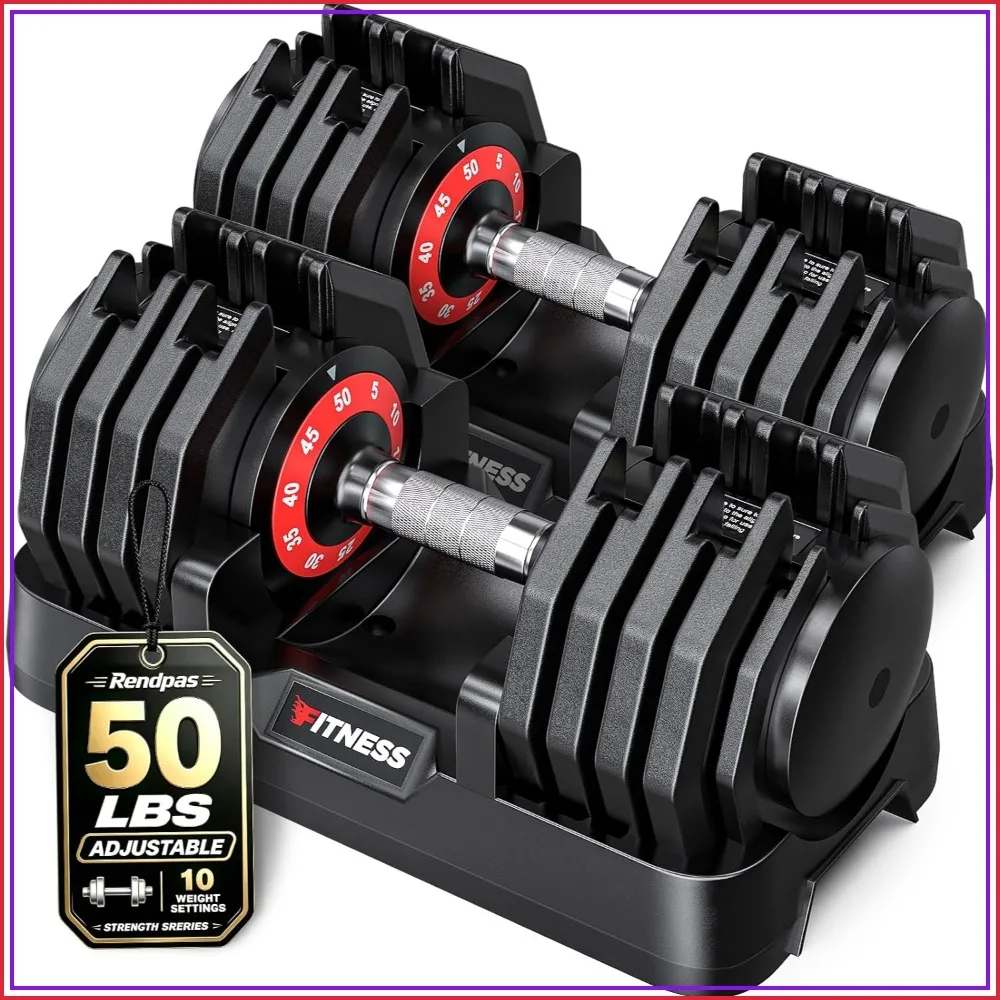 Rendpas Adjustable Dumbbell Set for Home Gym Strength Training