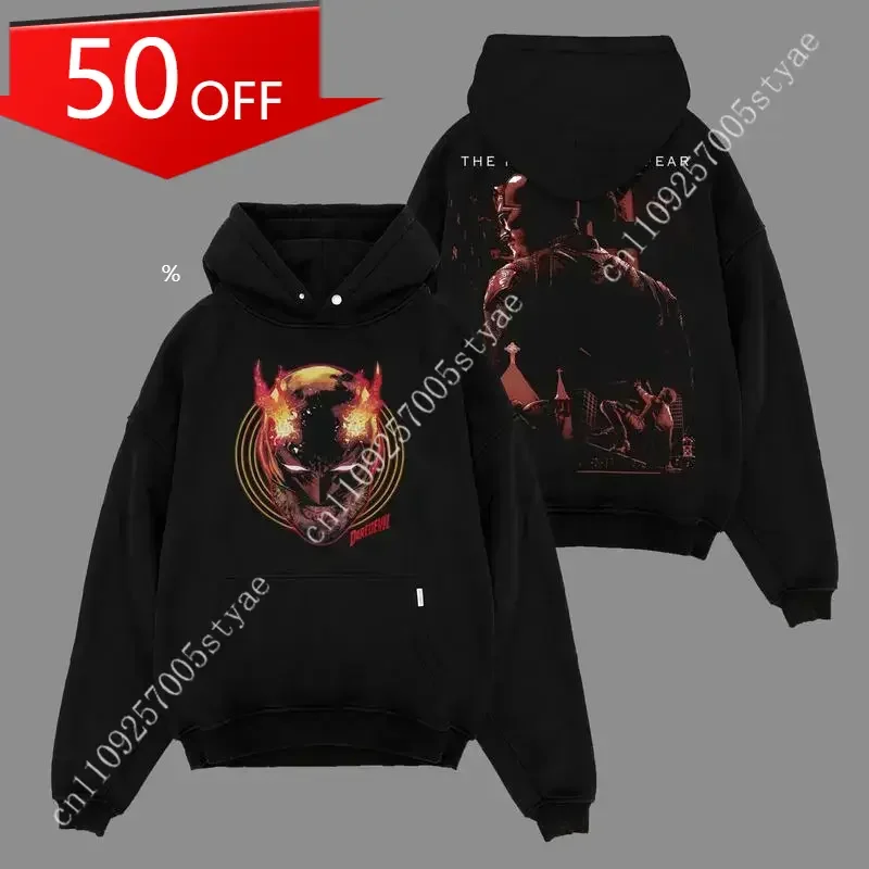 

Daredevil 2 Super Hero MCU Movie Hoodie Retro Movie TV shirt Comic Superheroes Hoodie Oversized Black Movie Sweater Streetwear G