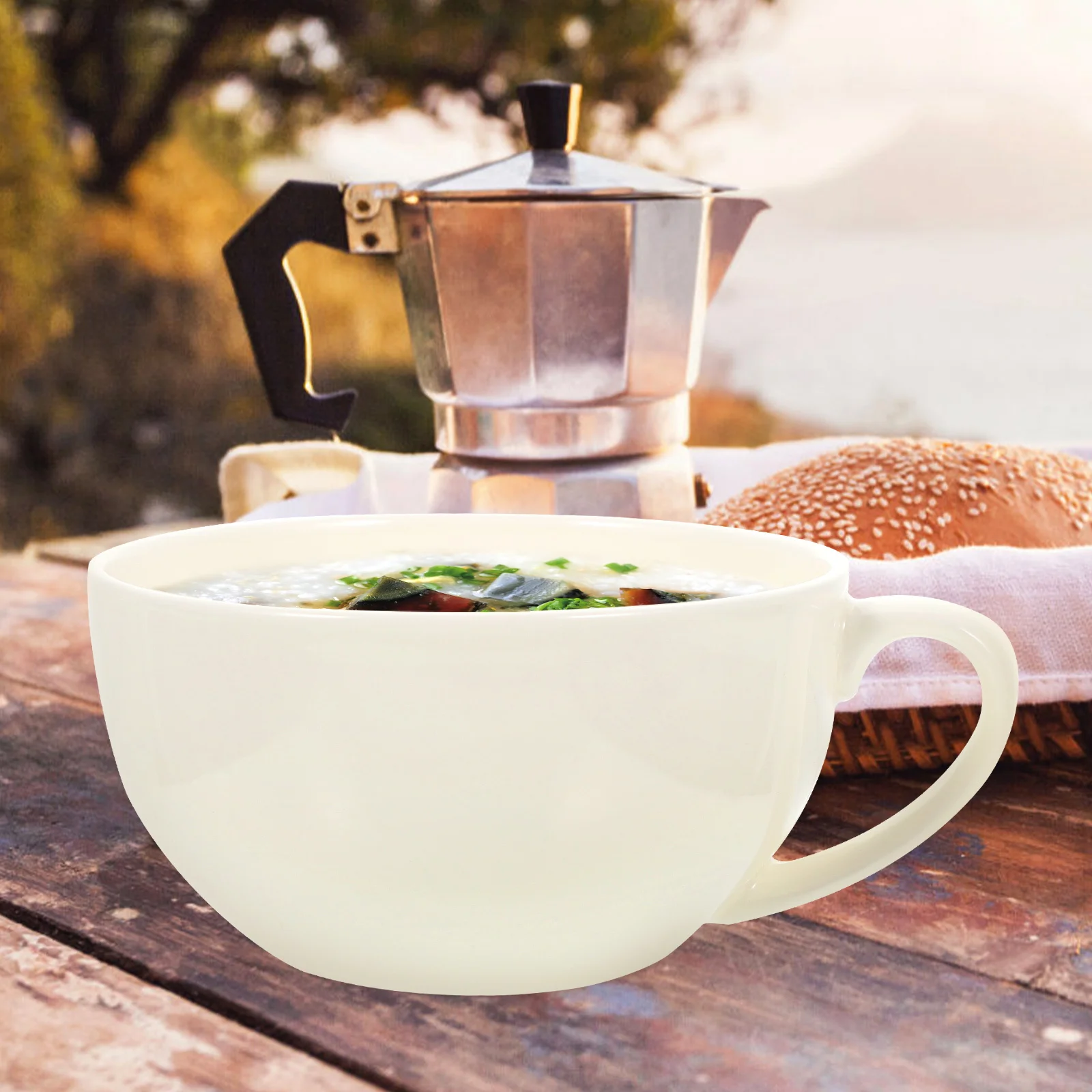 

Ceramic Breakfast Cup Large Capacity Oatmeal Bowl Multifunction Home Office Outdoor Practical Gift Design