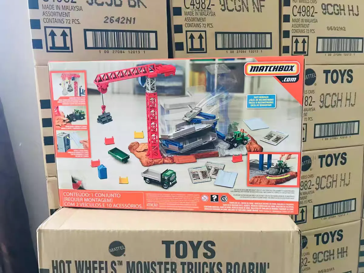 Original Matchbox Diecast Car Downtown Demolition Play Set with 10 Accessories Vehicle Model Car Toy Boy Birthday Halloween Gift