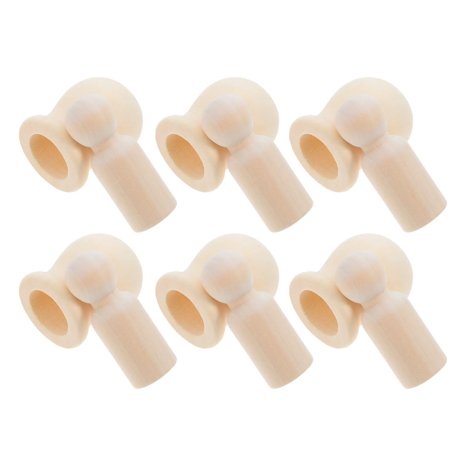 6Pcs Natural Wood Peg Unfinished Smooth Craft Figures for DIY Painting Family Bonding Home Travel Creative Projects - view 3