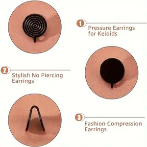 Stainless steel non -piercing earrings, swelling, gold and black 12 Main Sales Earring Pressure - №5