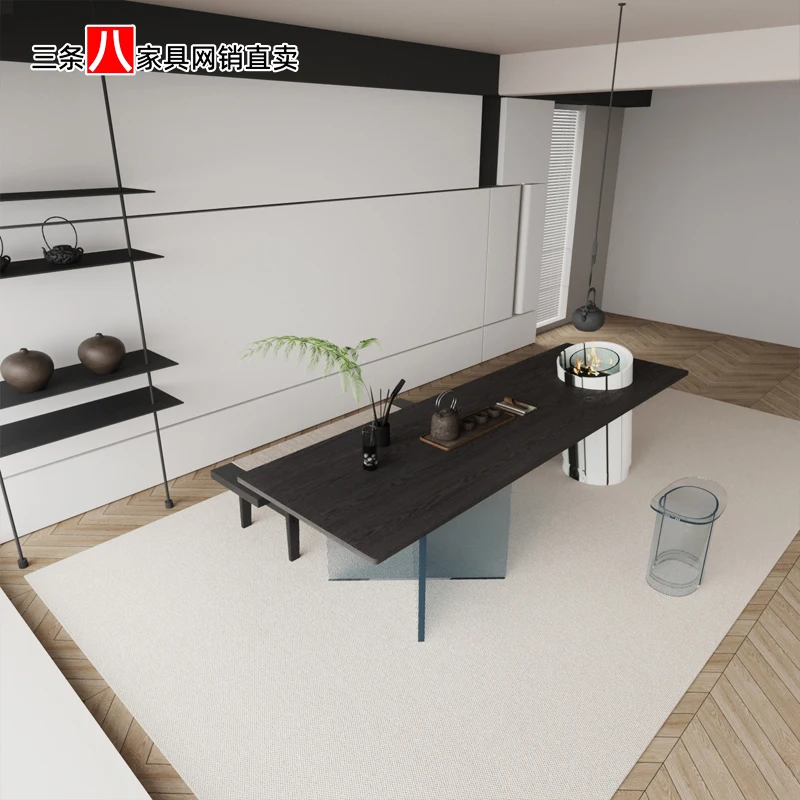 Modern and simple reception solid wood table bench light luxury reception art reception tea table