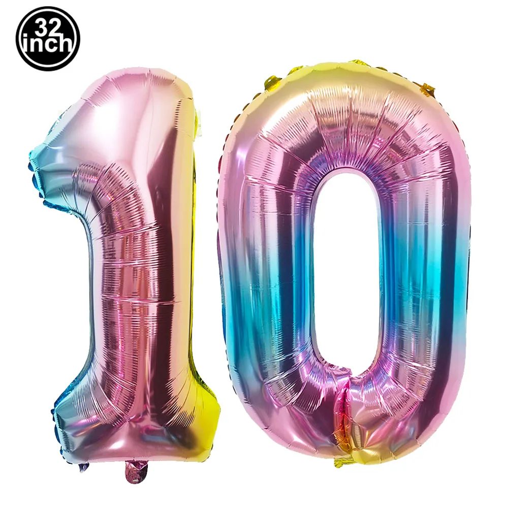 Nummer 10 Ballon 10-stelliger Ballon Zehn blaue Figur Grüner Globus 10. Geburtstag Groß Groß Rot Rosa Golden Schwarz Bunt 32 Zoll