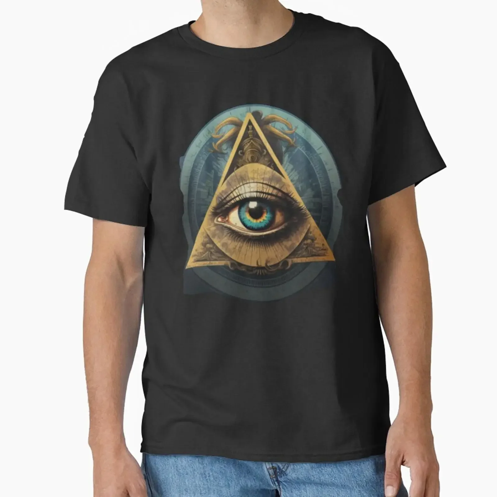 illuminati pyramid with all seeing eye designed and sold by Jmacco vintage Washed streetwear Top For Everyday Wear fashion