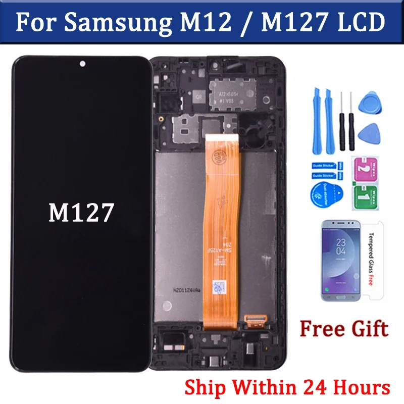 LCD Touch Screen Digitizer Substituição, Display Substituição Acessório, Samsung M12, M127, SM-M127F, DSN, 6,5\