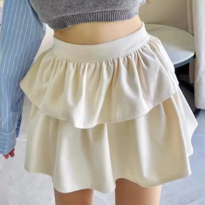 Ball Gown Skirts Women Sweet Club Style Korean Simple Streetwear All-match Solid Ins Casual Party Autumn Winter Hotsweet Fashion