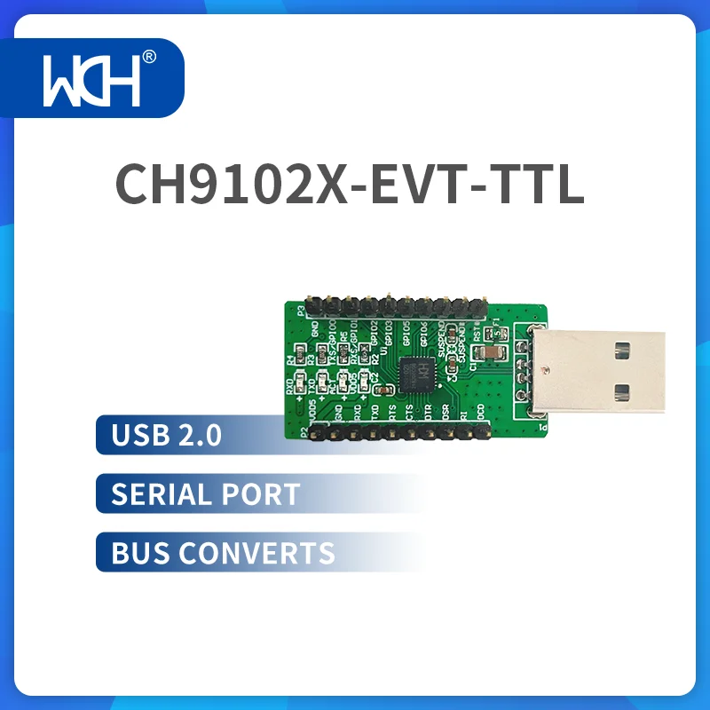 1Pcs/Lot CH9102 USB to UART/RS232/RS485 Bridge EVT Board