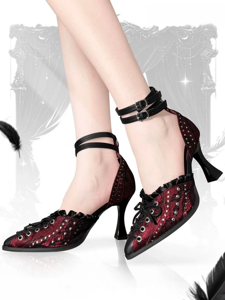 

Темно-готические субкультуры, остроконечные туфли для пикантных девушек на высоком каблуке, японская обувь в стиле Лолиты для девочек в стиле ретро