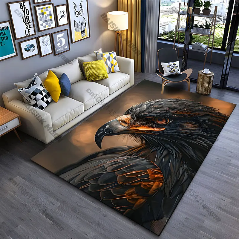 Alfombra con diseño de pájaro majestuoso y poderoso, con mirada intensa, para yoga, decoración de sala de estar, alfombra para gatear para niños, alfombra de entrada, alfombra para juegos