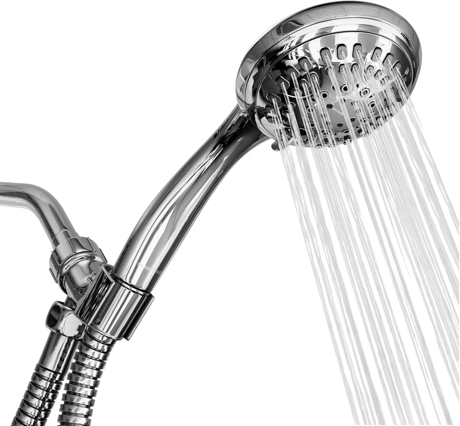 6 Spray set 4.5-inch handheld shower head, extra long stainless steel hose, maxx - minimize your shower