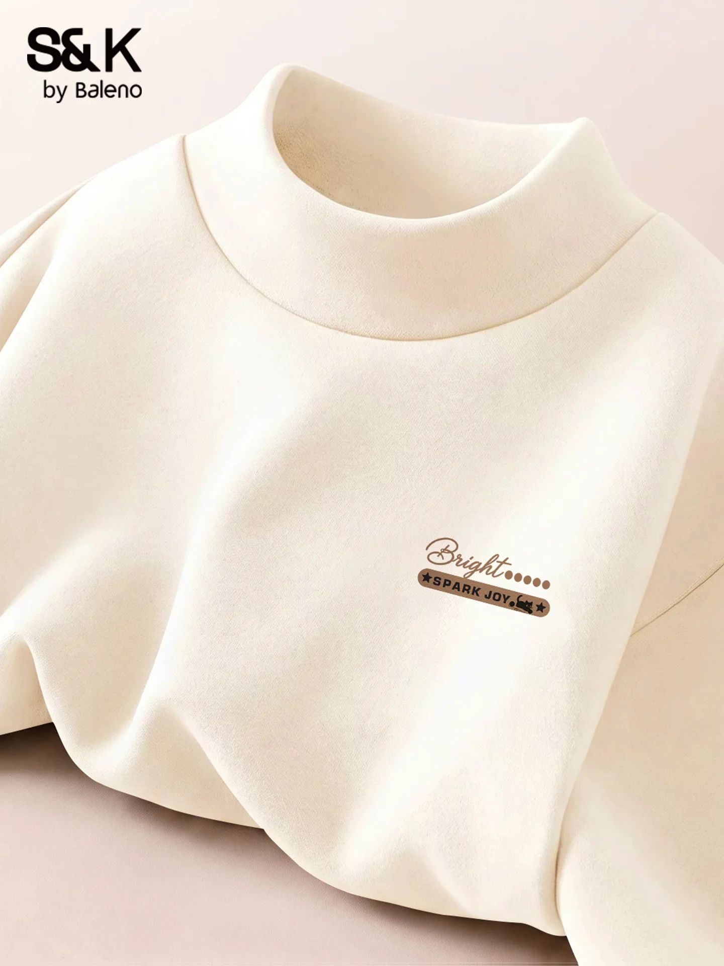 Baleno Men's Thermal Long Sleeve Half High Collar Fleece Lined T-Shirt Double Layered Winter Base Shirt Youth Inner Wear