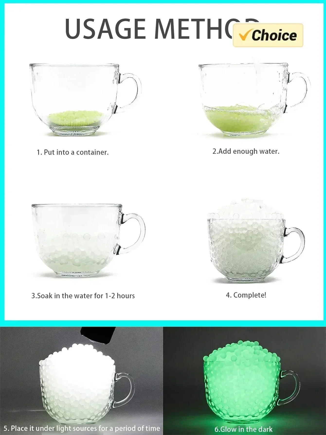 Bw (grow in the dark) contas de bola de água recarga de munição balas de gel de água contas 7-8mm para brinquedos de arma de blaster de água