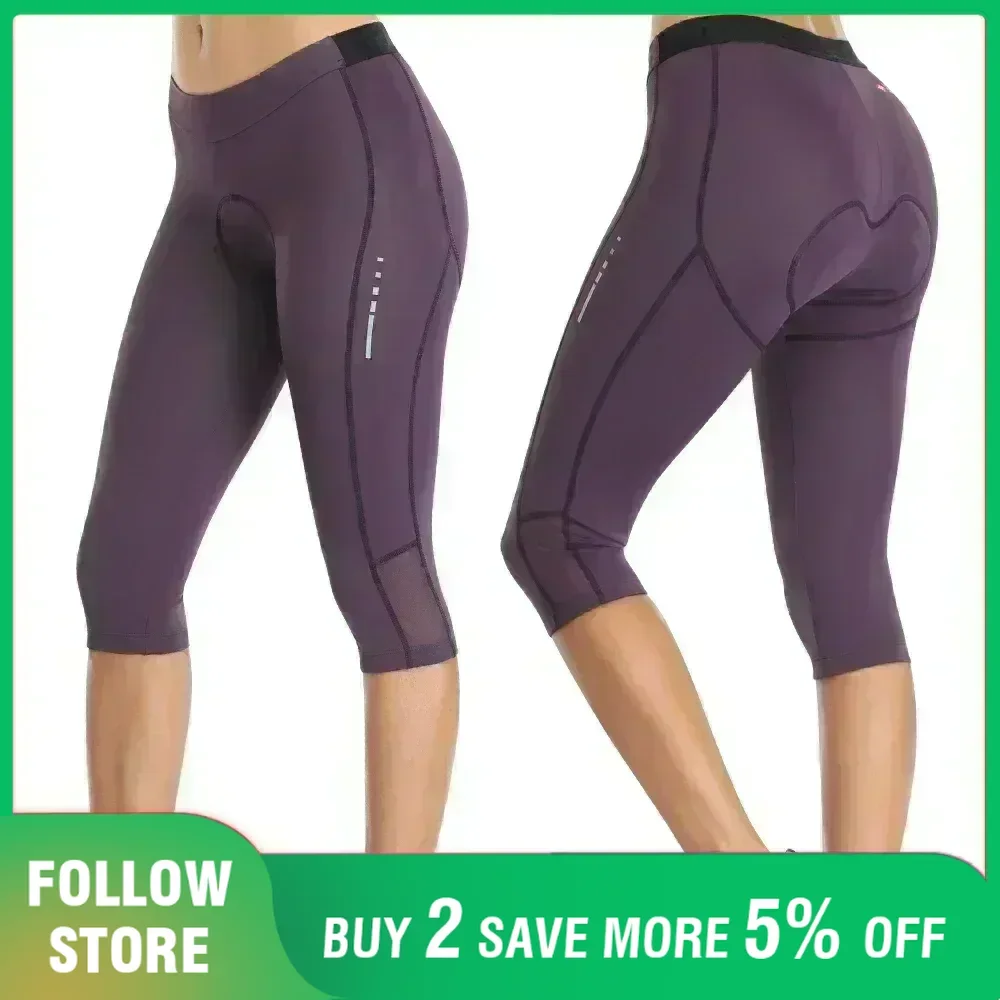 Santic feminino ciclismo shorts mtb 4d estofamento bicicleta calças cortadas malha respirável reflexiva alta elasticidade leggings de secagem rápida
