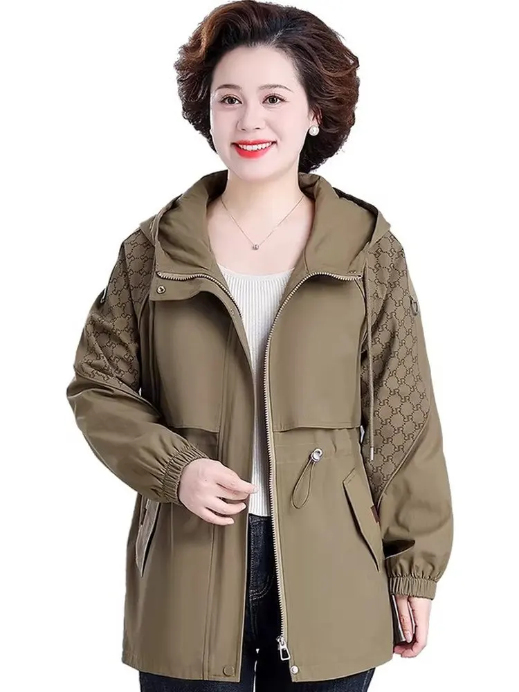 

Новая женская ветровка для весны и осени, комбинированная, с принтом, с капюшоном, оверсайз