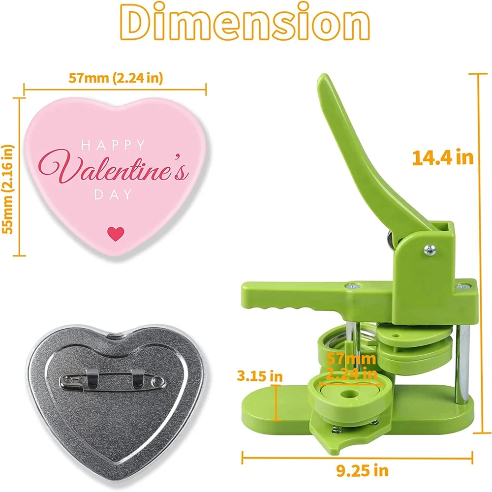 Heart-Shaped Pin Badges Making Machine, 57MM Pin Badges Button Punching Press, DIY Badges Maker Machine for Heart Button Making