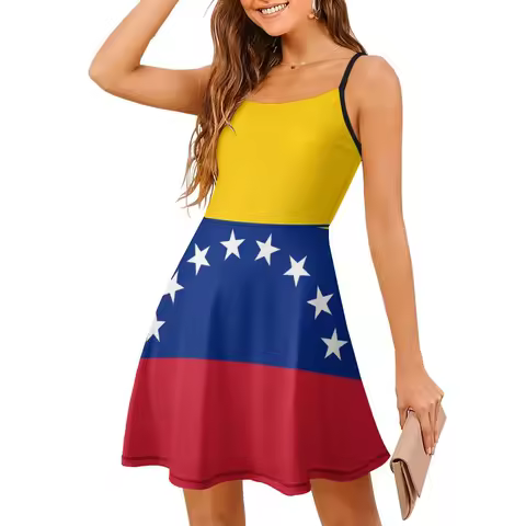 Flag of Venezuela Bandera Venezolana Venezuela Funny Graphic Exotic Woman's Gown Women's Sling Dress Sarcastic Cocktails Dresse