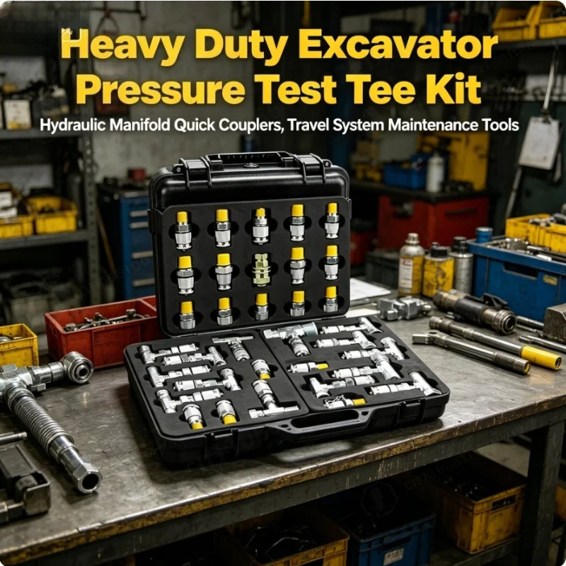 Heavy Duty Excavator Pressure Test Tee Kit Hydraulic Manifold Quick Couplers Travel System Maintenance Tools