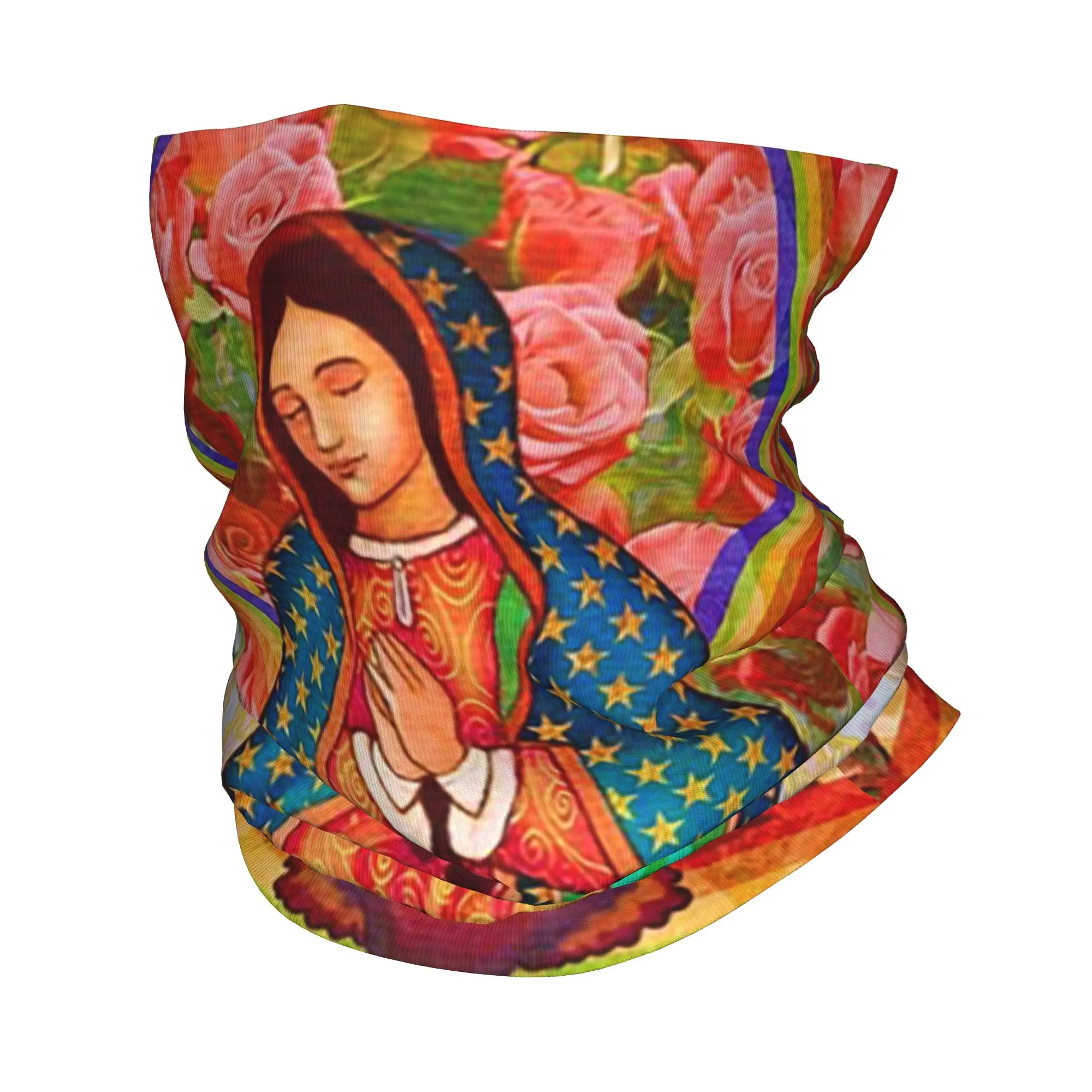 Rainbow Guadalupe Collage Virgin Mary Bandana Neck Gaiter Printed Mask Scarf Multifunction Face Mask Cycling For Men Women Adult