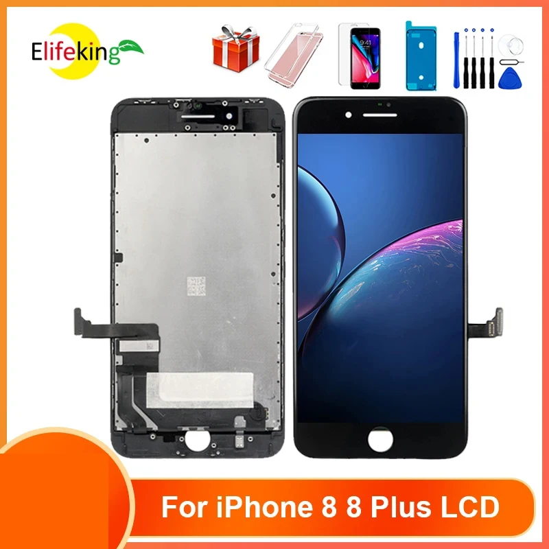 Original OEM LCD Display For iPhone 8 8 Plus Touch Screen Digitizer Assembly Replacement +Tempered Glass+Tools+TPU+Sticker