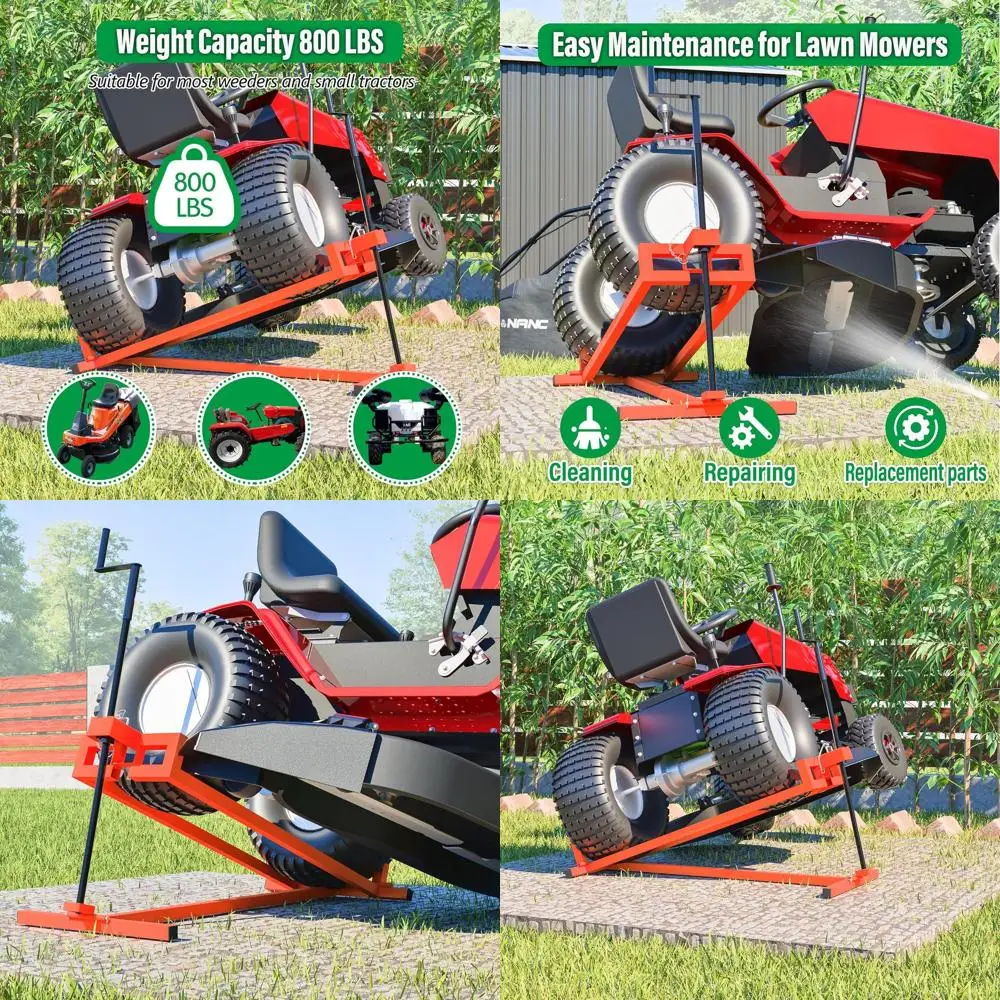 

Riding Lawn Mower 880Lbs Capacity with Manual and Power Tool Extension Handles, Space-Saving and Foldable, Ideal for Lawn and Ga