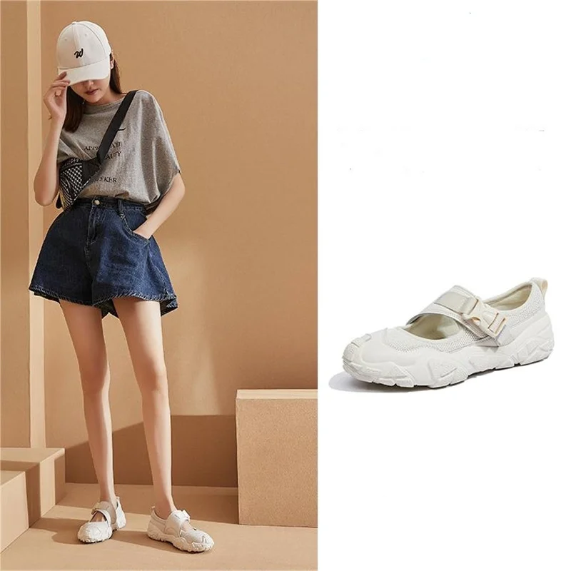 J&M Women Sneakers Fashion Casual Shoes 2024 Lady Mesh Breathable Flats Summer Sandals Slip-on Shoes White Shoes Walking Sports