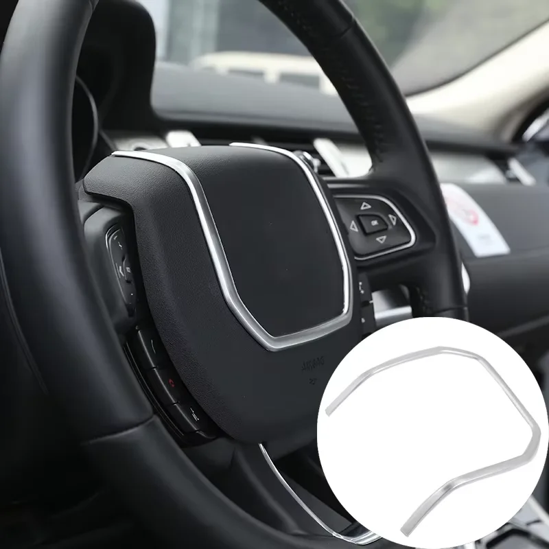 

1Pcs ABS silver For Land Rover Range Rover Evoque 2012-2018 car steering wheel trim strip sticker car protection accessories