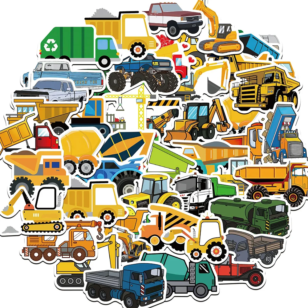 10/30/50pcs Engineering Vehicles Truck Cartoon Stickers Funny Graffiti Decals DIY Stationery Phone Notebook Sticker Decoration