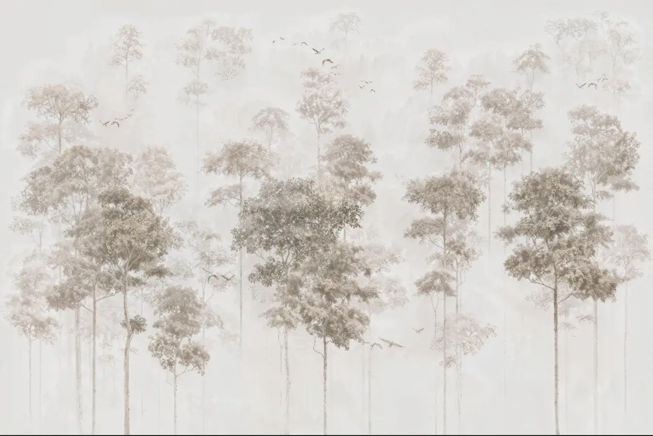 Custom Mural Wallpaper Nordic Cream Plants Forest Trees Art painting Living Room Bedroom Sofa Background Decorative 3d wallpaper