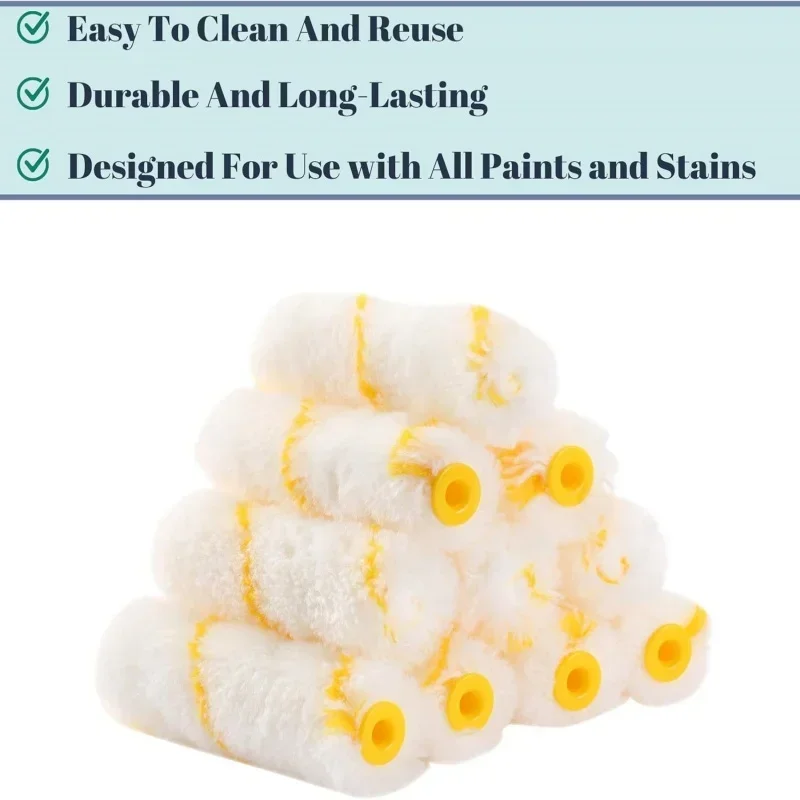 11 Buah Kit Rol Cat, Inti Rol Jempol Inti Rol Cat Lateks Sudut Kecil Braket Rol Mini Alat Cat Campuran Poliester