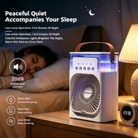 Ventilateur de climatisation portable USB Lenovo 5 trous, humidificateur à brume d'eau, lumière LED nocturne, ventilateur de bureau 2026 3