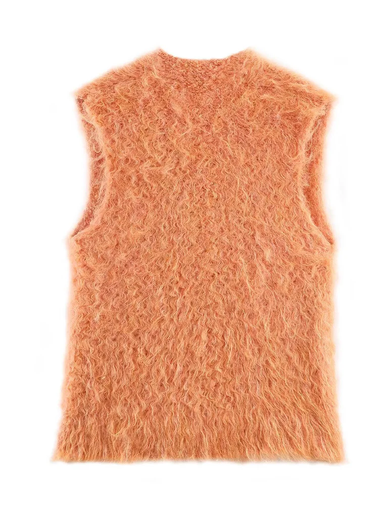 HH レディース エレガント ノースリーブ Vネック ニットベスト 秋 女性 ハイストリート 多用途 シングルブレスト 無地 2色 セーターベスト