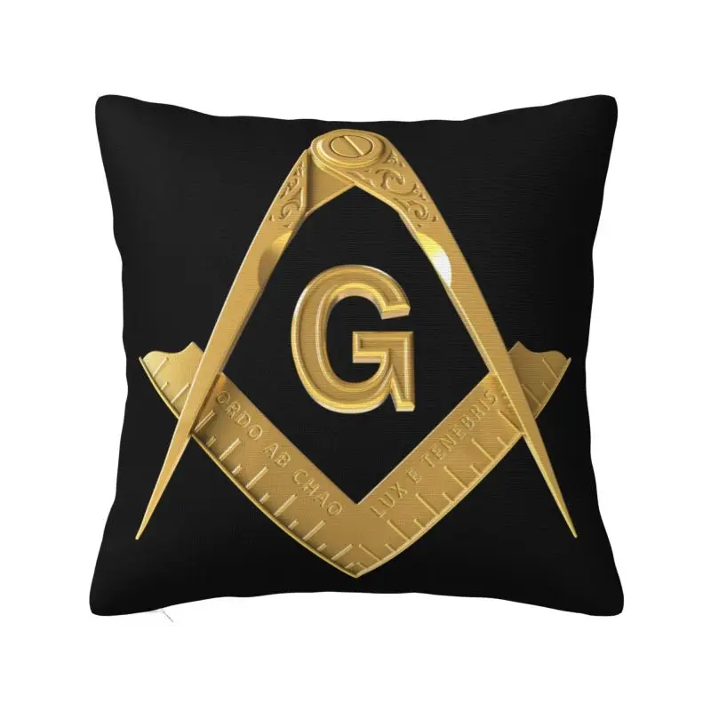 

Gold Freemasonary Logo Luxury Pillow Cover Masonic Mason Sofa Cushion