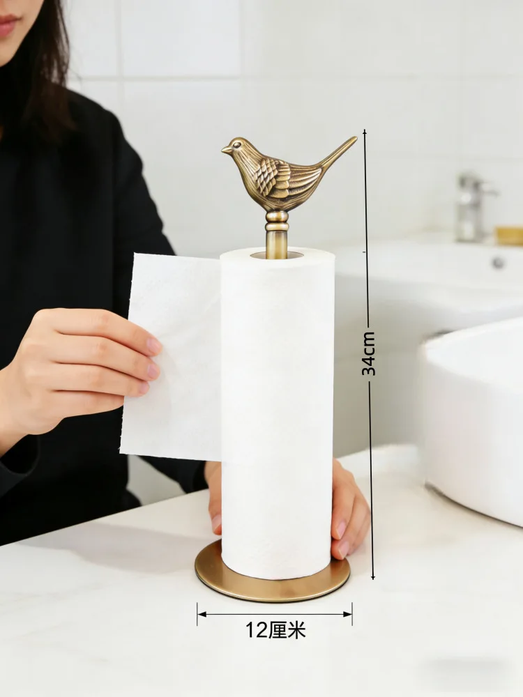HYS bird tissue clip storage reel rack light luxury retro home kitchen plastic wrap vertical storage rack
