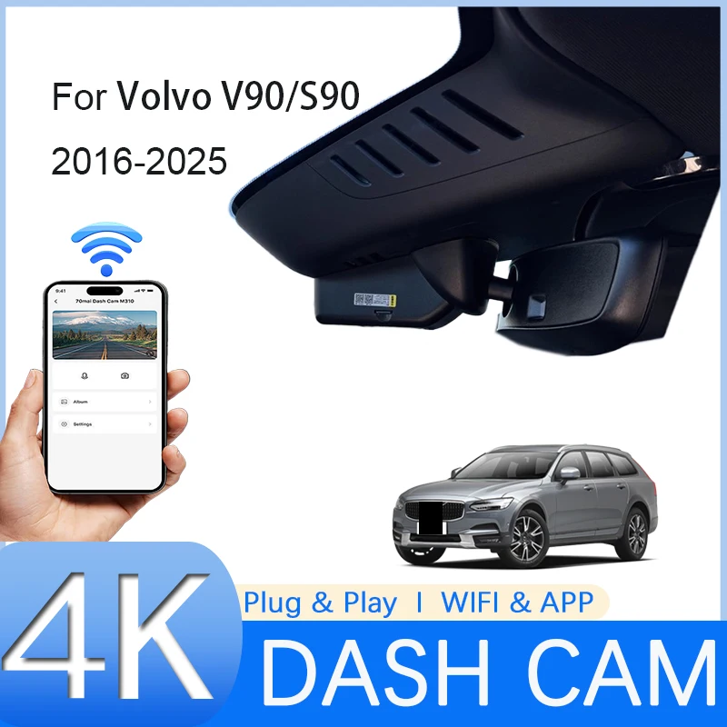מצלמת דרך 4K Wifi עם חיישן G, הקלטה בלולאה, התקנה 