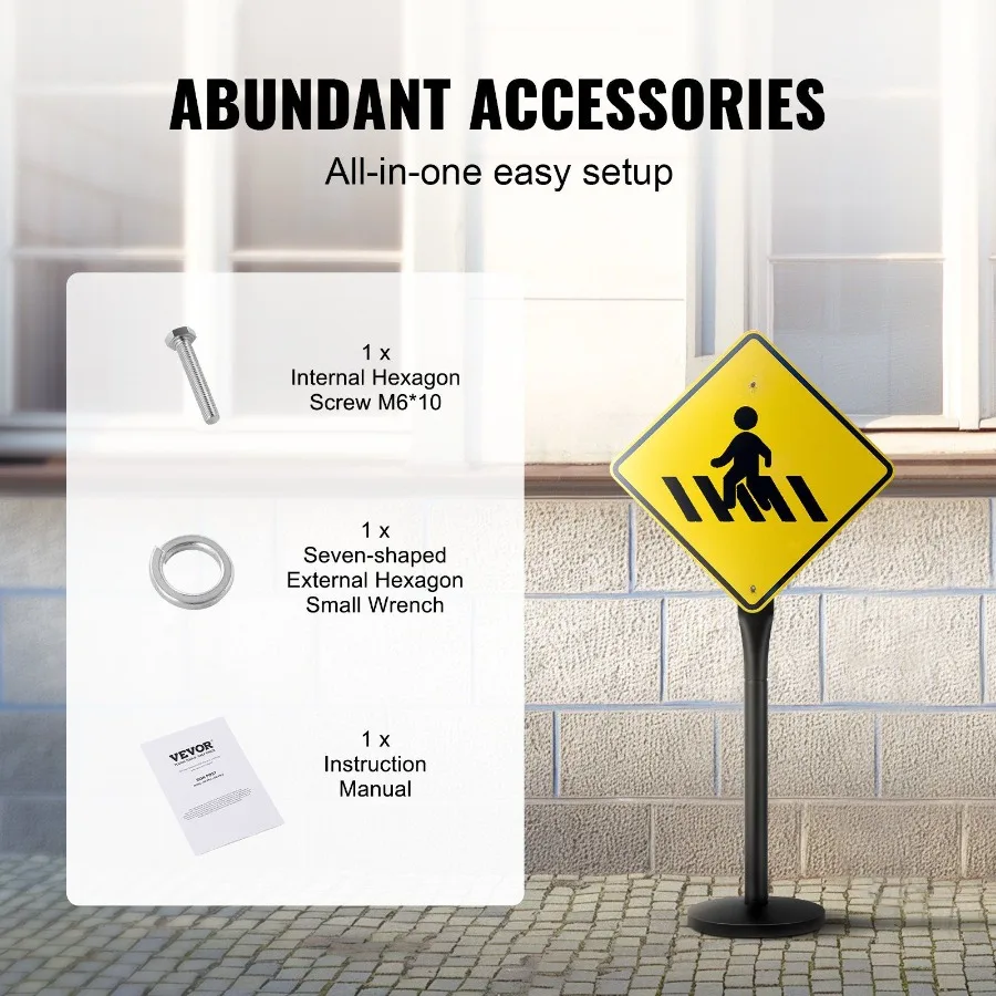 Cast Iron Sign Post 4 ft Portable Heavy Duty Steel Post Sign Holder with Hard Plastic Base Wheels UChannel Sign Stand for Gard