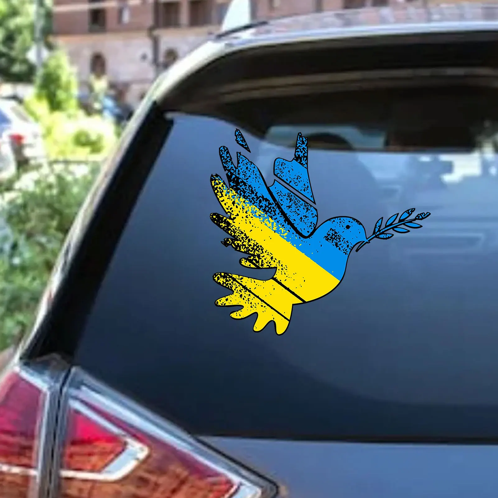 V1663#Car Stickers Ukraine Dove Waterproof Stickers Peace Symbol Dove with Olive Waterproof Decals For Auto Car Truck Window