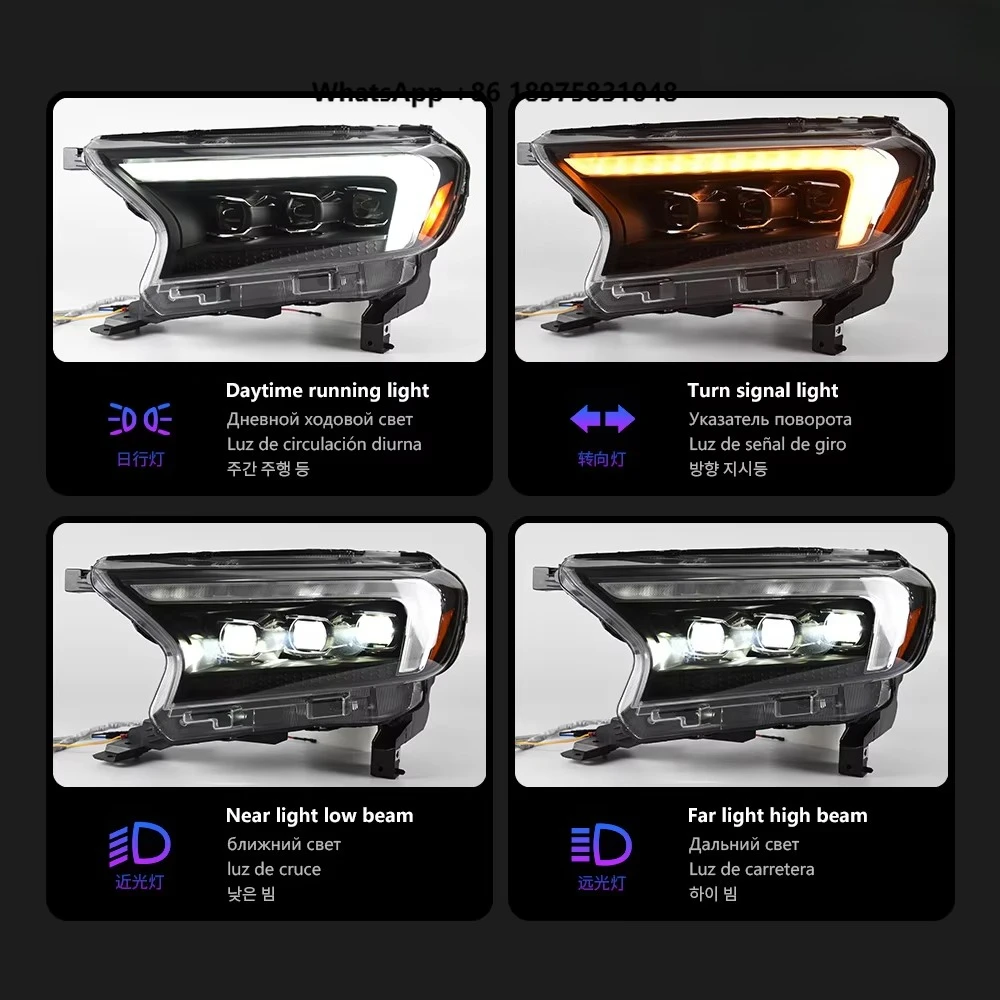 

AKD Car Styling Head Lamp for ’Ford Ranger Led Headlight Projector Lens 2016-2021 Front Lights Signal Automotive Accessories