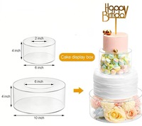2 Pcs Acrylic Cake Stand 6'', 10'' Clear Cake Riser Round Case Cylinder Box for Wedding Birthday Party Dessert Display