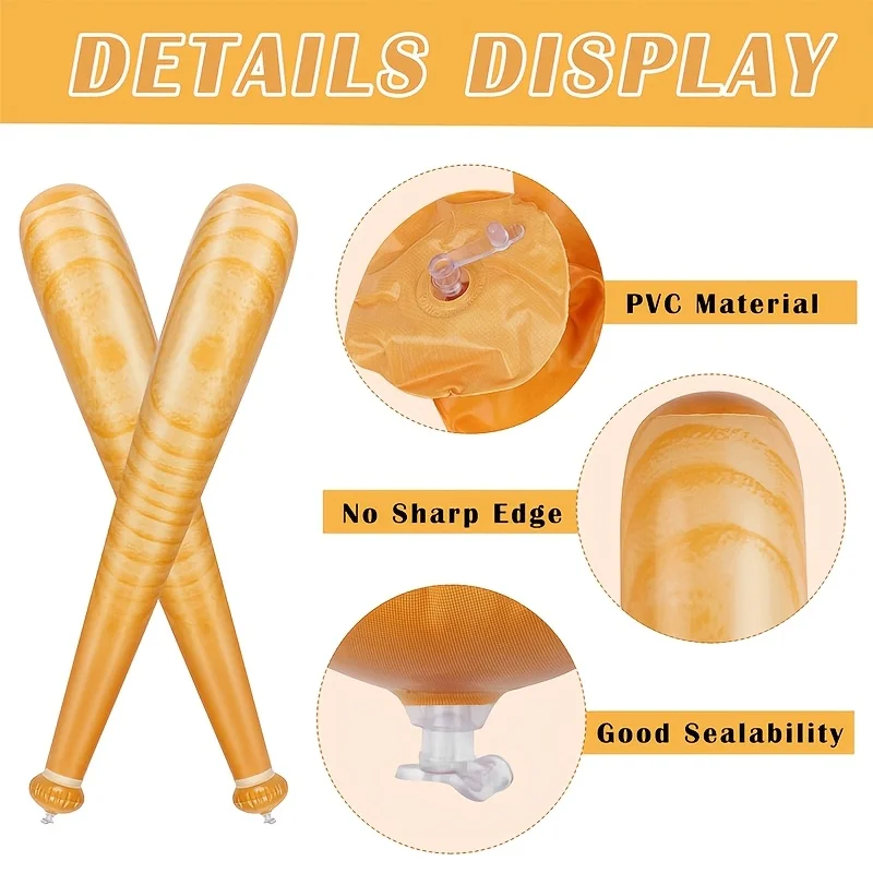 5pcs inflatable baseball set including 2 baseball bats and 3 beach baseballs. Sports baseball party gift