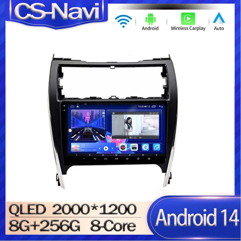 Android 14 Qualcomm For Toyota Camry 7 50 55 2012- 2017 2020 Car Radio Multimedia Video Player Navigation GPS WIFI CARPLAY AUTO