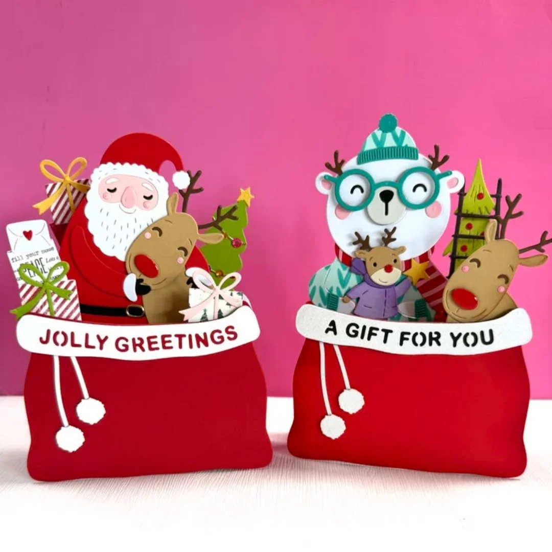 Christmas New Tree Santa Claus House Deer Metal Cutting Dies Clear Stamps Hot Foil for DIY Making Card Scrapbook Decoration